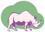 Pink Modest Rhino Of Green Bushes Sticker