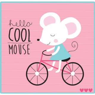Pink Mouse On Bicycle Sticker