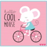 Pink Mouse On Bicycle Sticker
