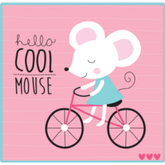 Pink Mouse On Bicycle Sticker