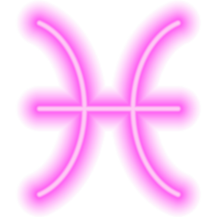 Pink Neon Zodiac Sign Pisces Sticker