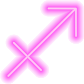 Pink Neon Zodiac Sign Sagittarius Sticker