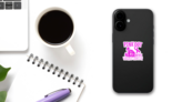 Pink Out Tackle Breast Cancer Football Sticker on a Phone (New) example