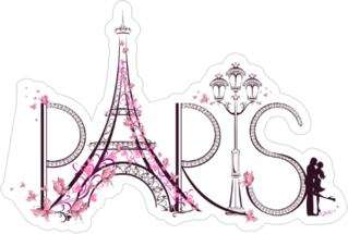 Pink Paris Artwork Sticker
