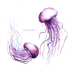 Pink Purple Watercolor Jellyfish Sticker