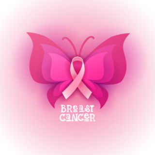 Pink Ribbon Butterfly Breast Cancer Sticker