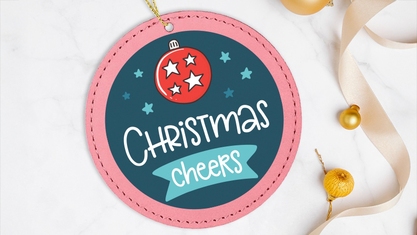 Pink Round Leather Custom Ornament