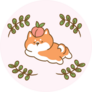 Pink Shiba Leaf Sticker