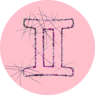Pink Sketched Gemini Zodiac Sign Sticker