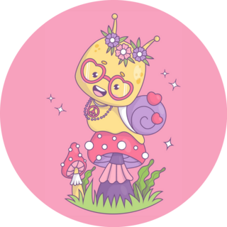 Pink Snail With Friends Sticker