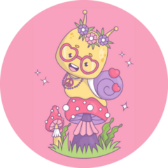 Pink Snail With Friends Sticker