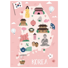 Pink South Korea Map Sticker