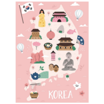 Pink South Korea Map Sticker