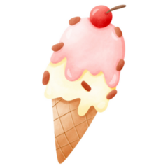Pink Sprinkle Watercolor Ice Cream Sticker