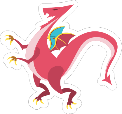 Pink Standing Dragon Sticker
