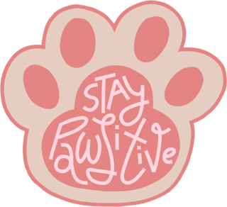 Pink Stay Pawsitive Paw Print Sticker
