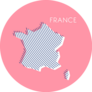 Pink Striped Map Of France Labeled Sticker