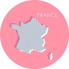 Pink Striped Map Of France Labeled Sticker