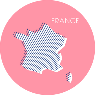 Pink Striped Map Of France Labeled Sticker