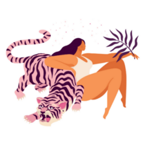 Pink Tiger & Woman Sticker