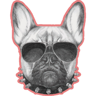 Pink Tough French Bulldog Sticker