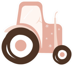Pink Tractor Cute Kid Transport Illustration Sticker