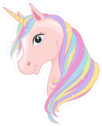 Pink Unicorn Head With Rainbow Mane Sticker