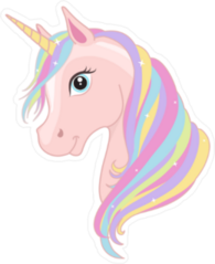 Pink Unicorn Head With Rainbow Mane Sticker