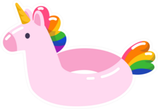 Pink Unicorn Swim Ring Sticker