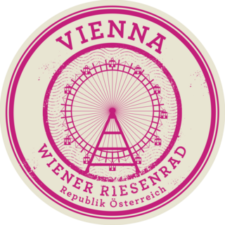 Pink Vienna, Austria Grunge Rubber Stamp Sticker