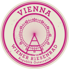 Pink Vienna, Austria Grunge Rubber Stamp Sticker