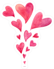 Pink Watercolor Hearts Love Sticker