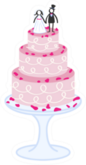 Pink Wedding Cake With Bride And Groom Topper Sticker