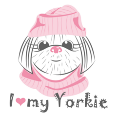 Pink Yorkie Love Sticker