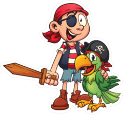 Pirate And Parrot Cartoon Sticker