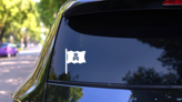 Pirate Flag On Pole Sticker on a Rear Car Window (New) example