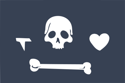 Pirate Flag With Skull And Heart Sticker