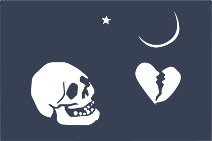 Pirate Flag With Skull, Broken Heart, Star And Moon Sticker