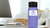 Pirate Flag With Swords Sticker on a Water Bottle (New) example