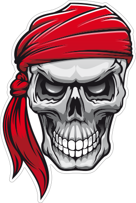 Pirate Mate Skull with Bandana Sticker