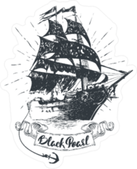 Pirate Ship and Anchor Illustration Sticker