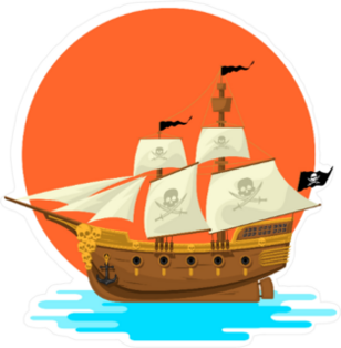 Pirate Ship at Sunset Sticker