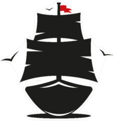 Pirate Ship With Red Flag Sticker