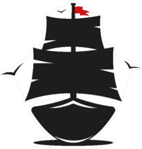 Pirate Ship With Red Flag Sticker