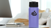 Pirate Ship With Skull And Crossed Bones Sail Sticker on a Water Bottle (New) example