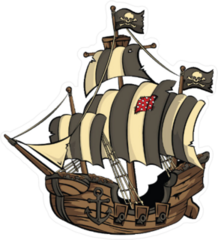 Pirate Ship with Striped Sails Sticker
