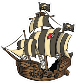 Pirate Ship with Striped Sails Sticker