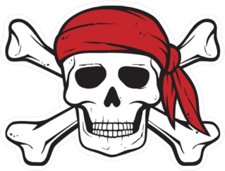 Pirate Skull Bandana And Bones Sticker
