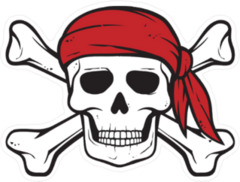 Pirate Skull Bandana And Bones Sticker