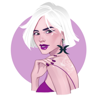 Pisces Beautiful Girl Short Blonde Hair Sticker